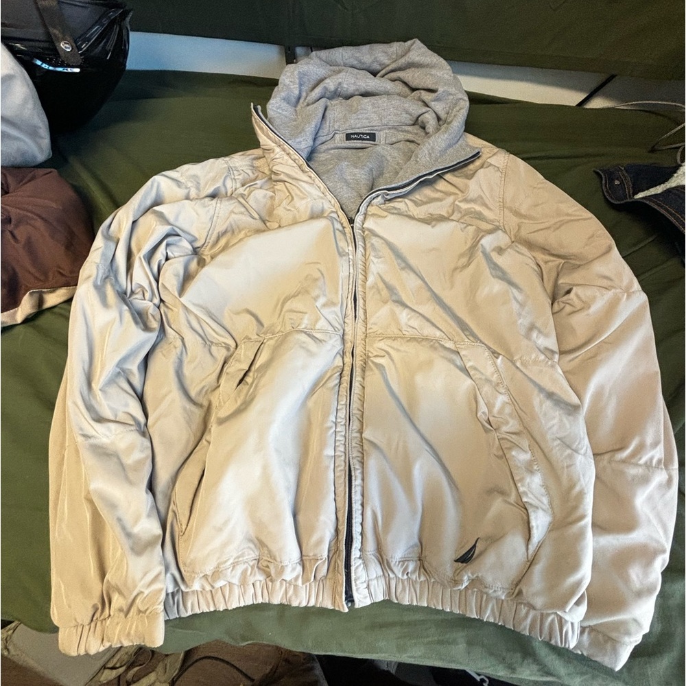 Nautica X-Large Cream Zip-Up Hoodie